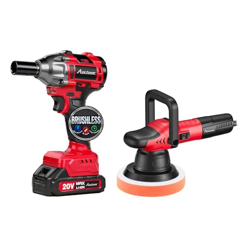 AVID POWER Dual Action Car Buffer Polisher, 6 Inch Orbital Polisher Bundle with 20V Impact Wrench