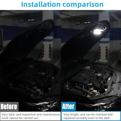 Under Hood LED Light Kit, Waterproof 12V 30LEDs Car LED Lights Bars Car Underhood Work Light Strip with Automatic On/Off -Universal Fits Any Vehicle (White, 52cm/20.47inch) - size: 52cm/20.47inch