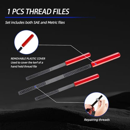 15 PCS Metric Thread Chaser & Restorer Tool Set | M6-M12 Rethreading Repair Kit for Automotive Fastener Maintenance - size: 15 Pcs