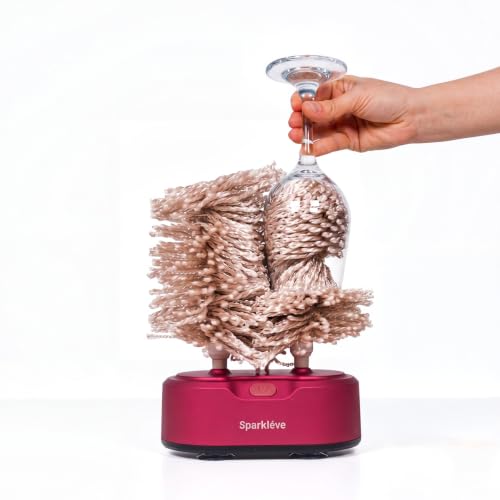 Home Glassware Polisher, World's First Affordable Spinning Glass Polisher, 600 RPM Dries, Polishes, All Glasses, Wine, Drinking, Wet Glass and Spin For Sparkling Glassware, Burgundy, Premium Paint | World's First Affordable Spinning Glass Polisher, 600 RP