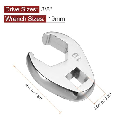 HARFINGTON Drive Crowfoot Wrench 3/8" Drive 19mm Metric Fractional Crowfoot Flare Nut Wrench 40Cr Chrome Plated Open End Crowfoot Wrench for Mechanics Automotive Repair Work - size: 19mm