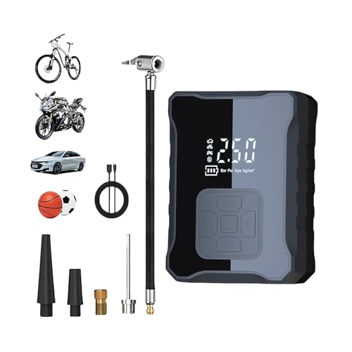 Portable Electric Bike Pump with Digital Gauge Tire Inflator with LCD Display, Multi-Purpose Air Compressor Pump for Bikes, Cars, Motorcycles