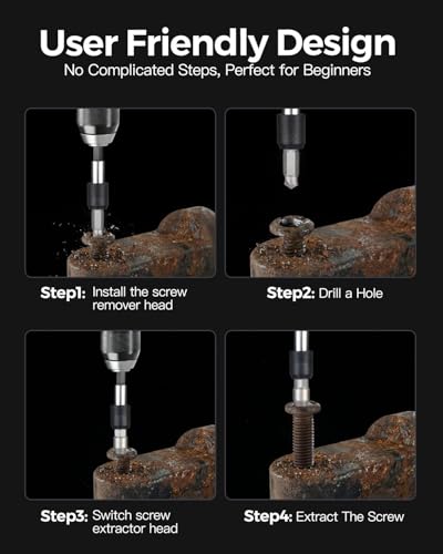 11 PCS Screw Extractor Set with Self-Locking Extension Rod | Fix Stripped & Damaged Screws Fast | All-in-One Tool Kit for DIY & Professionals
