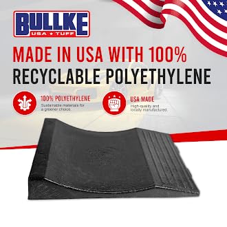 USA Made Extra-Wide Heavy-Duty Flat-Free Tire Ramps with 4 Thick Mats – Prevent Flat Spots During Long-Term Storage – Non-Slip HDPE Ramps Support 10 Tons – for Cars, RVs, Trucks – Set of 4