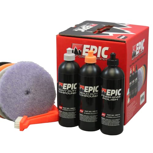 Malco Epic Paint Correction System Kit – Save Time with the Malco 2-in-1 Automotive Polish and Compound Kit/Works with All Dual Action and Orbital Polishers for a Professional Shine (800213)