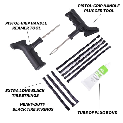 Slime 2040-A Tire Repair Plug Kit, Deluxe, Contains Strings, Tools and Glue, 11 Pieces - size: 11-Pieces, style: Plug Kit