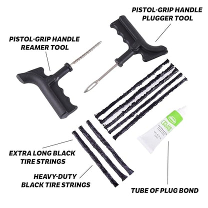 Slime 2040-A Tire Repair Plug Kit, Deluxe, Contains Strings, Tools and Glue, 11 Pieces - size: 11-Pieces, style: Plug Kit