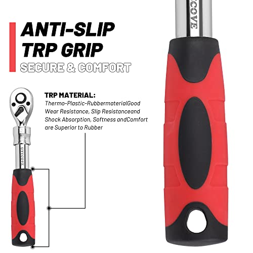 3-Piece Extendable Ratchet Set, 1/4 3/8 1/2 Inch Extendable Socket Wrench, Ratchet Wrenches Set 72-Tooth Quick-Release, Soft Grip Handle with Storage Tray - size: Extendable Ratchet Set - 3PCs (1/4", 3/8", 1/2")