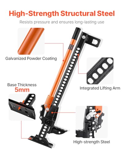 VEVOR Farm Jack, 33" Utility High Lift Farm Jack, 3.18 Ton (7,000 lbs) Capacity Ratcheting Off Road Utility Jacks, Heavy-Duty Lift Jacks with 5.12"-28" Lifting Range for Tractor, Truck, SUV - size: 33 inch