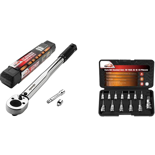 EPAuto 1/2-inch Drive Click Torque Wrench Torx Bit Socket Set, Star Socket T8-T60