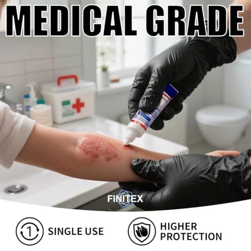 FINITEX - Black Nitrile Disposable Gloves, Exam Gloves, Powder-free, Latex-free, 3mil, Case of 10 Boxes - size: Small (Pack of 1000)