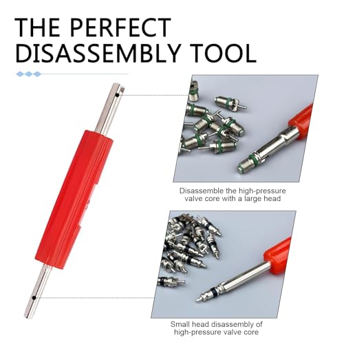 102PCS Air Conditioning Valve Core Kit, A/C R12 R134a Refrigerant Accessories Kit, AC Refrigeration Tire Valve Stem with Double Head Dual Dismantling Remover Tool Assortment Set
