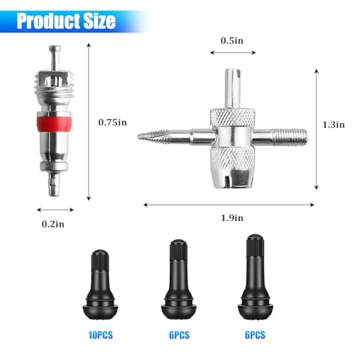 Bittwee 36PCS Car Tire Valve Stem Puller Installer Tools Kit, 4 Way Single Head Vehicle Wheel Valve Core Remover, Automotive Tire Core Removal Tool Set, Universal for SUV Sedan Truck