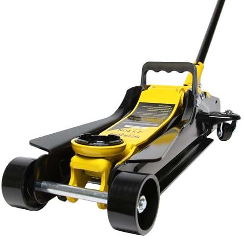 2.5 Ton Car Jack Low Profile Hydraulic Floor Jack, 5500 lbs Capacity, 3.4"-15.2" Lifting Range, Alloy Steel, Black, for Sedans and SUVs（Yellow - color: Yellow