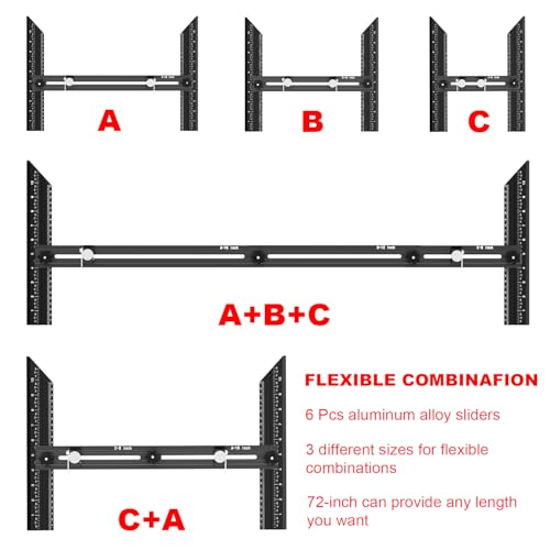 Stair Tread Template Tool – Stair Tread Gauge Jig, Aluminum Alloy Measuring and Scribe Tool for Accurate Angle, Depth, and Length Measurement of Stairs, Risers, and Partitions - color: FullBlack