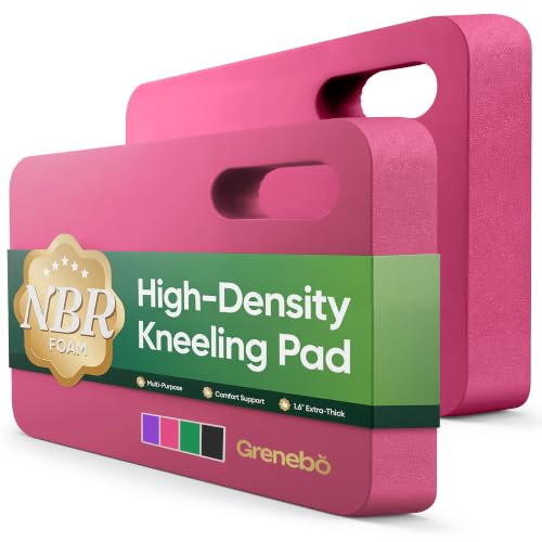 Grenebo 2-Pack Kneeling Pads, Extra Thick NBR, 17.3 x 11 x 1.6 in, Pink | Soft NBR Foam Cushion for gardening kneeling pad use, Knee pad support for Gardening, Baby Bathing, Exercise and Work - color: Pink