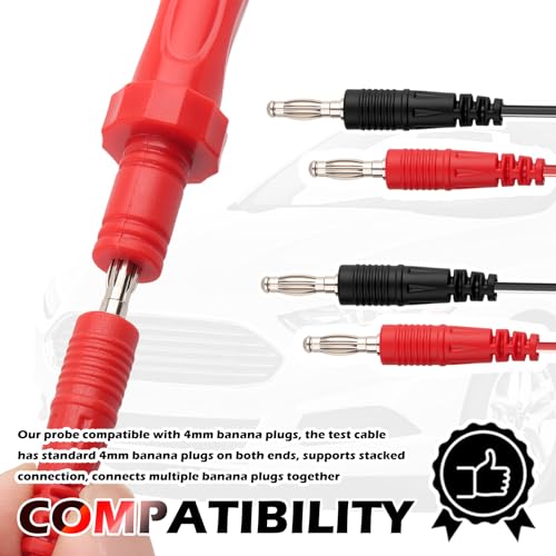 2PCS Multimeter Test Lead Back Probe Kit Automotive,Wire Piercing Probe Clip with 4mm Banana Plug Tests Cable,Professional Accessories for Electrical Test