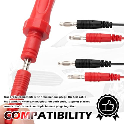 2PCS Multimeter Test Lead Back Probe Kit Automotive,Wire Piercing Probe Clip with 4mm Banana Plug Tests Cable,Professional Accessories for Electrical Test