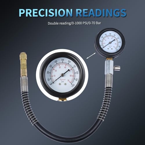 8MILELAKE 1000psi Diesel Direct & Indirect Engine Compression Pressure Tester Gauge Test Tool Kit