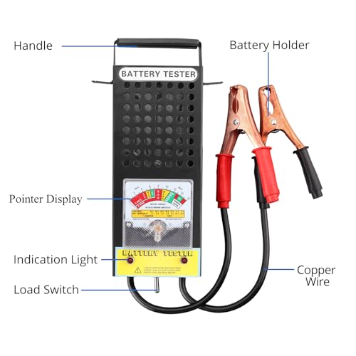 CRLITSIY Battery Load Tester, 6V 8V 12V Alternator Load Tester Automotive Car Battery Testerr and Voltmeter Tester with Alligator Clips for Cars,Golf,Motorcycles - size: POINTER