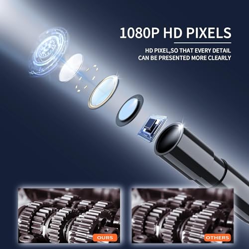 Daxiongmao Endoscope Camera with Light, 1080P HD Borescope, IP67 Waterproof Snake Camera – Ideal for Inspecting Walls, Vents, Automotive Engines, Pipes – A Great Gift Tool for Men (50ft) - size: 50FT