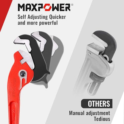 MAXPOWER 14-inch Pipe Wrench, Self-Adjusting Pipe Wrench, Rapid Grip Multi-function Quick Self Adjustable Plumbing Pipe Capacity 0.7"-2" - size: 14"