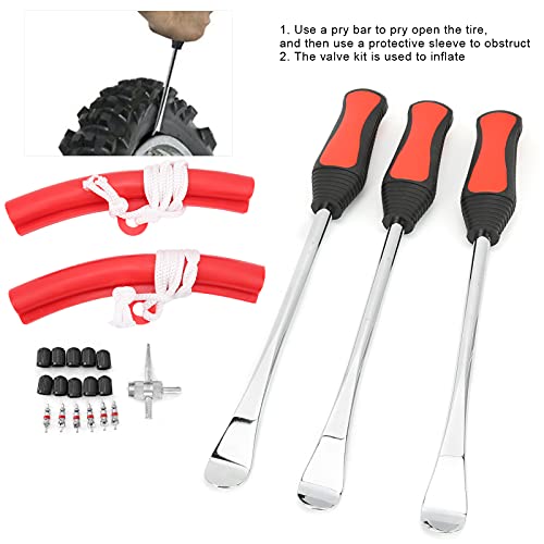 Motorcycle Tire Spoons Kit, Detachable Professional Tire Changing Kit Wheel Puller Tool Valve Stem Puller for Motorcycles Bike and Atvs