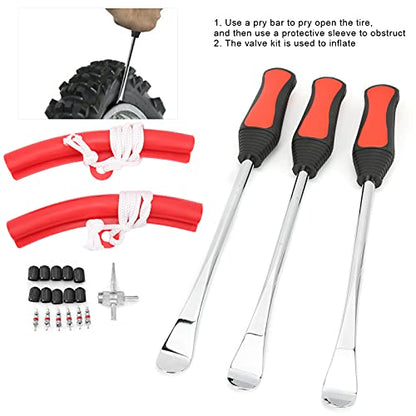 Motorcycle Tire Spoons Kit, Detachable Professional Tire Changing Kit Wheel Puller Tool Valve Stem Puller for Motorcycles Bike and Atvs