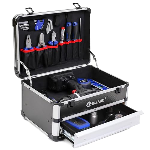 E ELIAUK Tool Box Tool Organizer Storage Cabinet Carry Case Tool box with DrawersSilver - color: Silver