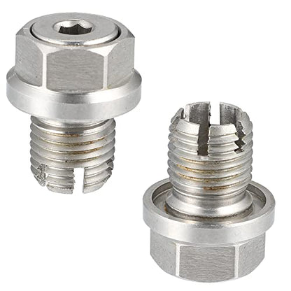 X AUTOHAUX 1 Set M14-1.5 x 15mm Oversize Piggyback Oil Drain Plug Stainless Steel Self Tapping Oil Pan Thread Repair Kit for Car Motorcycle Silver Tone - size: M14-1.5 x 15mm