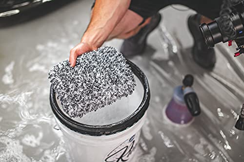 The Rag Company - The Cyclone Ultra Wash Mitt + Cyclone Ultra Wash Pad 6in x 8in Combo Pack - Microfiber Blend, Twist Loop Interior Liner Ideal for Foam, Soap + Bucket, & Rinseless Washing Methods