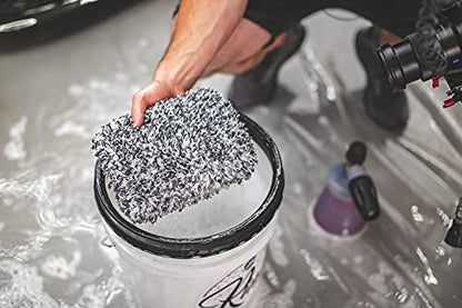 The Rag Company - The Cyclone Ultra Wash Mitt + Cyclone Ultra Wash Pad 6in x 8in Combo Pack - Microfiber Blend, Twist Loop Interior Liner Ideal for Foam, Soap + Bucket, & Rinseless Washing Methods