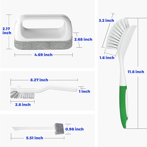 Holikme 6 Pack Dish Brush with Handle Kitchen Cleaning Brush Set for Pot, Pan, Kitchen Sink Abrasive Wheel Brushes (Green) - color: Green
