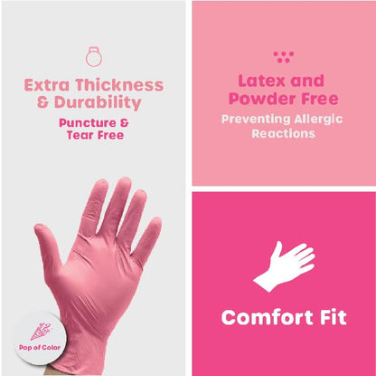 GUSTO Pink Nitrile Disposable Gloves - Latex & Rubber Free, Non-Sterile Powder Free Gloves (Formerly Comfy Package) - size: Small, style: 1000 Count