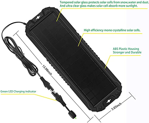 Sunway Solar Solar Panel Car Battery Trickle Charger & Maintainer 5W 12V Solar Power Charger kit Waterproof for Car Automotive RV Marine Boat Truck Motorcycle Trailer Tractor Powersports Snowmobiles - size: 5W