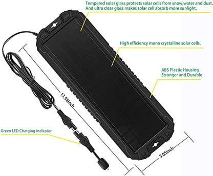 Sunway Solar Solar Panel Car Battery Trickle Charger & Maintainer 5W 12V Solar Power Charger kit Waterproof for Car Automotive RV Marine Boat Truck Motorcycle Trailer Tractor Powersports Snowmobiles - size: 5W