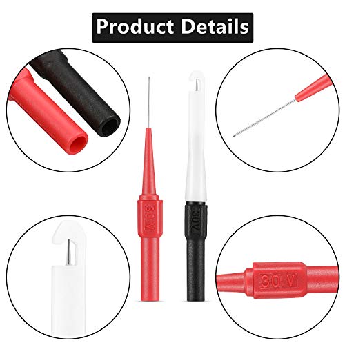 Frienda 19 Pcs Multimeter Test Set 15 Probe Pins 0.7mm and 4 Insulation Wire Piercing Probes Automotive Back Probe Kit Power Needle Test Accessories for Multimeter Banana Socket Plug Car Tester