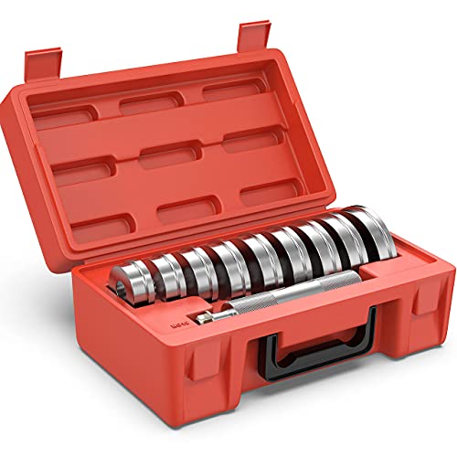 MOSTPLUS Bearing Race and Seal Driver Set, Universal Compatibility 10pc Bearing Press Kit with Seal Driver and 9 Bearing Adapters, Seal Installer Bearing Driver Kit for Bearing Installation