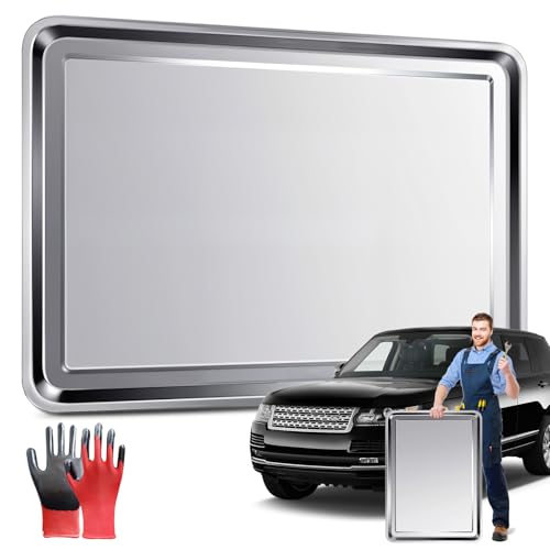 1PCS Oil Drip Pan – Large 31.5 × 19.7 × 1 in Stainless Steel Pan with Gloves – Heavy Duty 410 Oil Drip Pan to Keep Floors Clean for Under Car & Garage Use - size: 31.5 × 19.7 × 1 in-1PCS