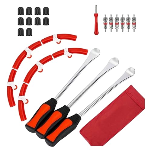 Tire Levers Spoon Set, Heavy Duty Motorcycle Bike Car Tire Irons Tool Kit, Changing Spoon Rim Protector Repair Tools Kit - color: Red, size: H