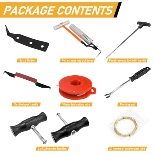 9Pcs Windshield Removal Tool Kit for Classic Vintage Car, Molded Windscreen Remover Kit