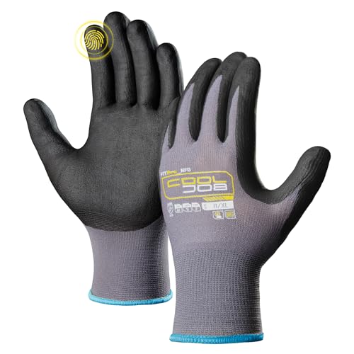 COOLJOB 3/12/36 Pairs Safety Work Gloves Microfoam Nitrile Rubber Coated, Seamless Knit Nylon with Full Fingers Touchscreen, Grip Nitrile Dipped, Ideal for Warehouse, Home Improvement, Grey Xlarge - size: X-Large, style: 3 Pairs