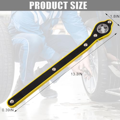 Zpana Car Jack Ratchet Wrench, Labor-Saving 360° Forward and Reversal Knob Design Scissor Jack Handle, High Torque Garage Tire Wheel Lug Wrench Tool, Universal for SUV RV Sedan