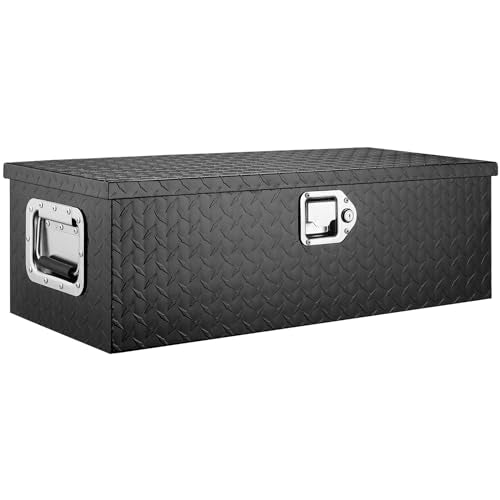 VEVOR Aluminum Truck Bed Tool Box, 30 Inch Heavy Duty Diamond Plate Tool Box with Side Handles, Lock and Keys, Trailer Storage Organizer Chest Box for Pickup, RV, Truck Bed, 30 x 13 x 9.6 in, Black - color: Black, size: 30 in