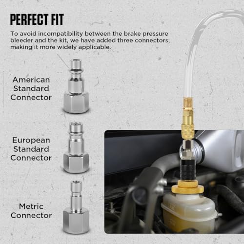 CMTOOL Master Cylinder Bleeder Kit, 20PCS Brake Bleeder Adapter Kit, Aluminum Material, Brake Pressure Bleeding Set with Quick Connector, for Most Vehicles