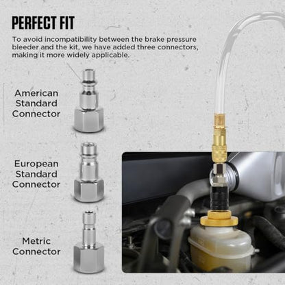 CMTOOL Master Cylinder Bleeder Kit, 20PCS Brake Bleeder Adapter Kit, Aluminum Material, Brake Pressure Bleeding Set with Quick Connector, for Most Vehicles