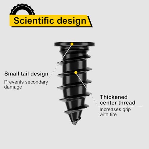 76PCS Tire Repair Rubber Nail Kit, 2 Sizes Premium Spiral Screw-in Tire Plugs, Tire Screw Plugs with Screwdriver, Pliers, Fast Self-Service Tool for Car, Truck,Motorcycle,Tractor Tire Puncture Repair - size: 76PCS