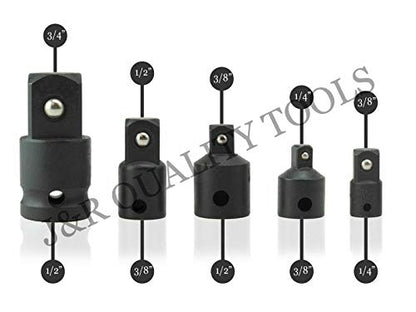 VCT 5pc Socket Adapter Reducer Air Impact Set 1/4 3/8 1/2 Air Ratchet