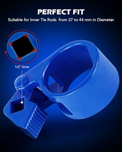 Orion Motor Tech Inner Tie Rod Removal Tool, 3/8'' Low-Profile Inner Tie Rod Tool and 27-44mm Tie Rod End Wrench Tool with 1/2" Drive, Universal Tie Rod Tool