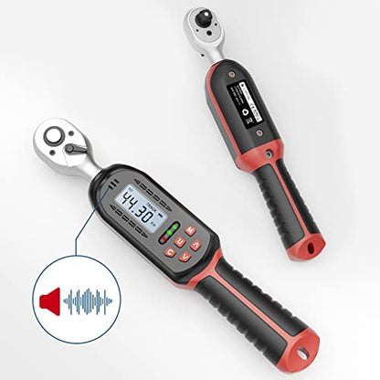 VANPO 3/8 Inch Digital Torque Wrench with Preset Values, 2.2-44.3 Ft-lbs/3-60Nm, Buzzer and LED Notification, Small Electronic Torque Wrench for Motorcycles | 3-60Nm, Small Electronic Torque Wrench with Preset Value, Buzzer and LED Notification or Motorcy